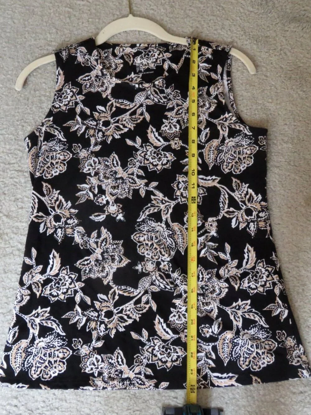 NEW NWOT Denim & Co. Beach Black Floral Print Sleeveless High Neck Tank Top XXS